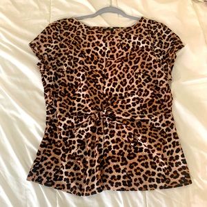 Leopard tie-front shirt/blouse